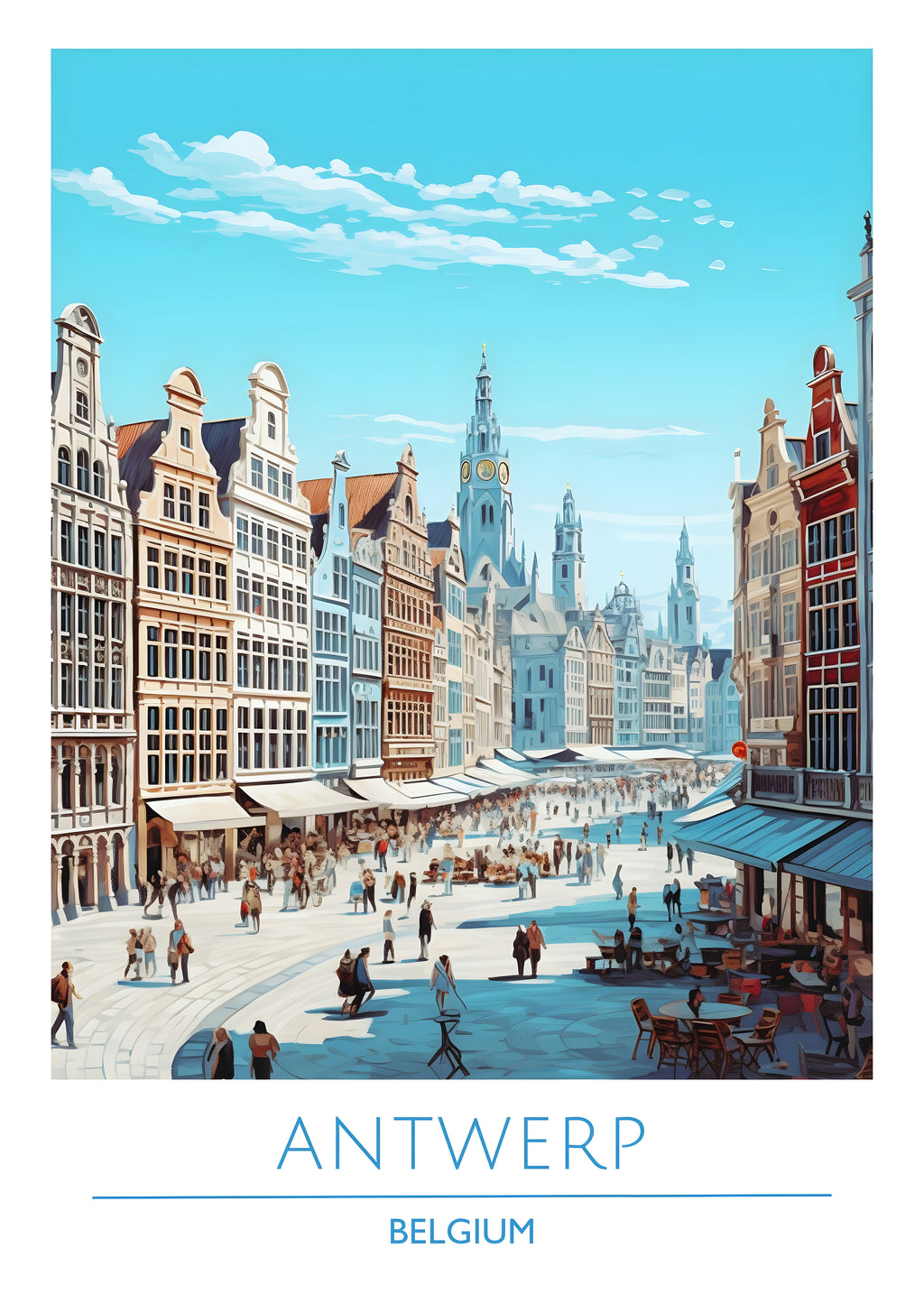 Belgium, Antwerp, Travel Poster