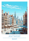 Belgium, Antwerp, Travel Poster