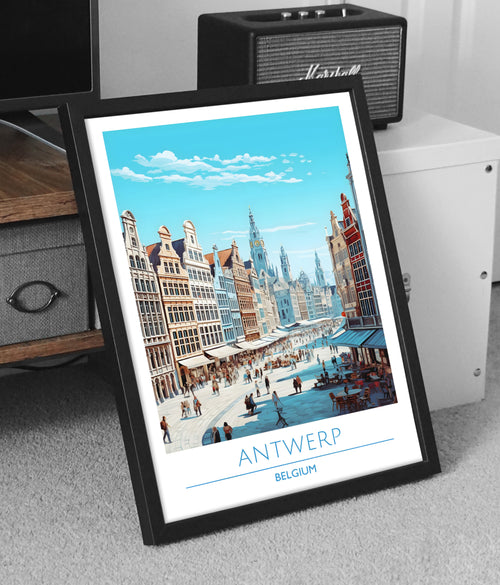 Belgium, Antwerp, Travel Poster