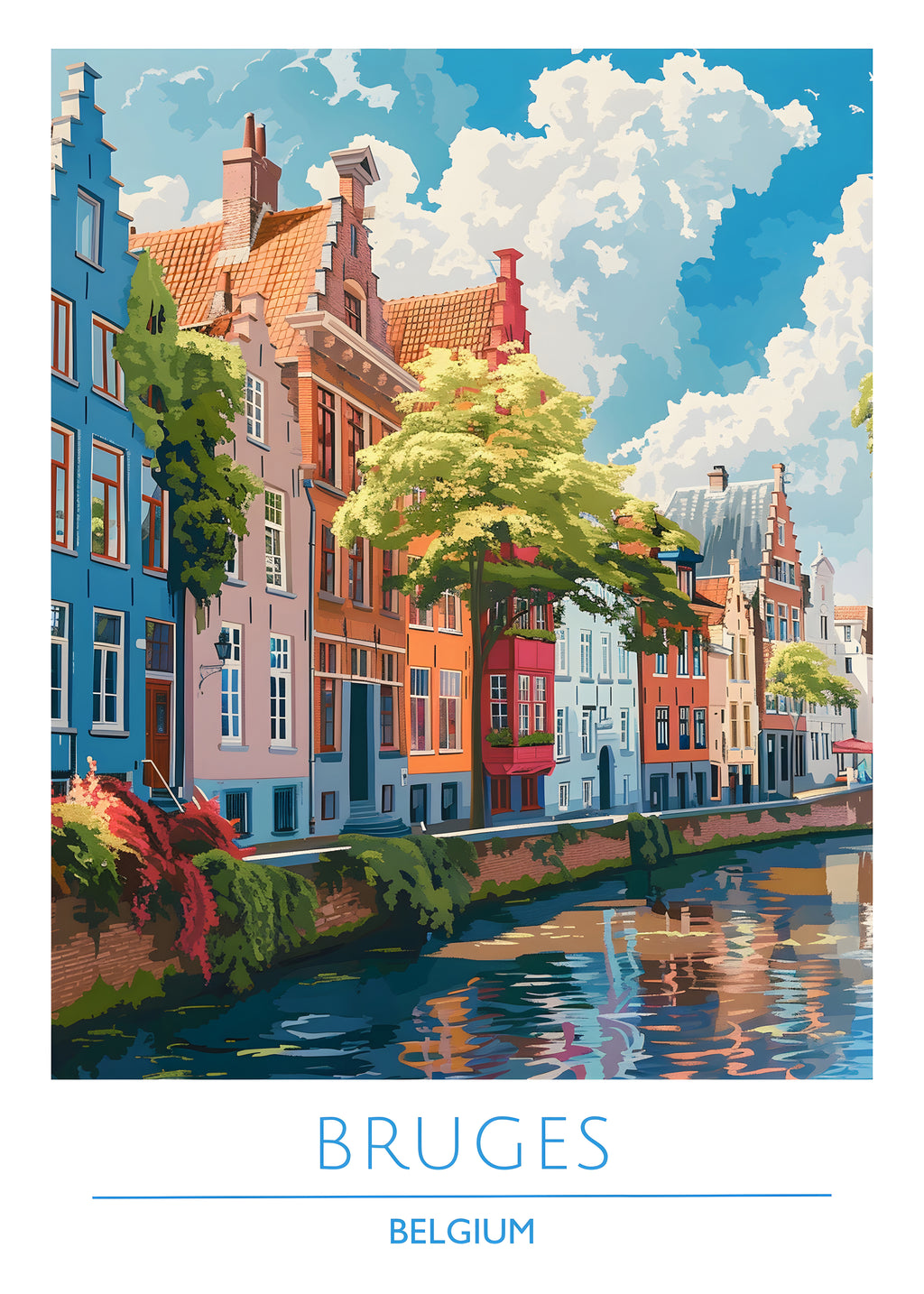 Belgium, Bruges, Travel Poster