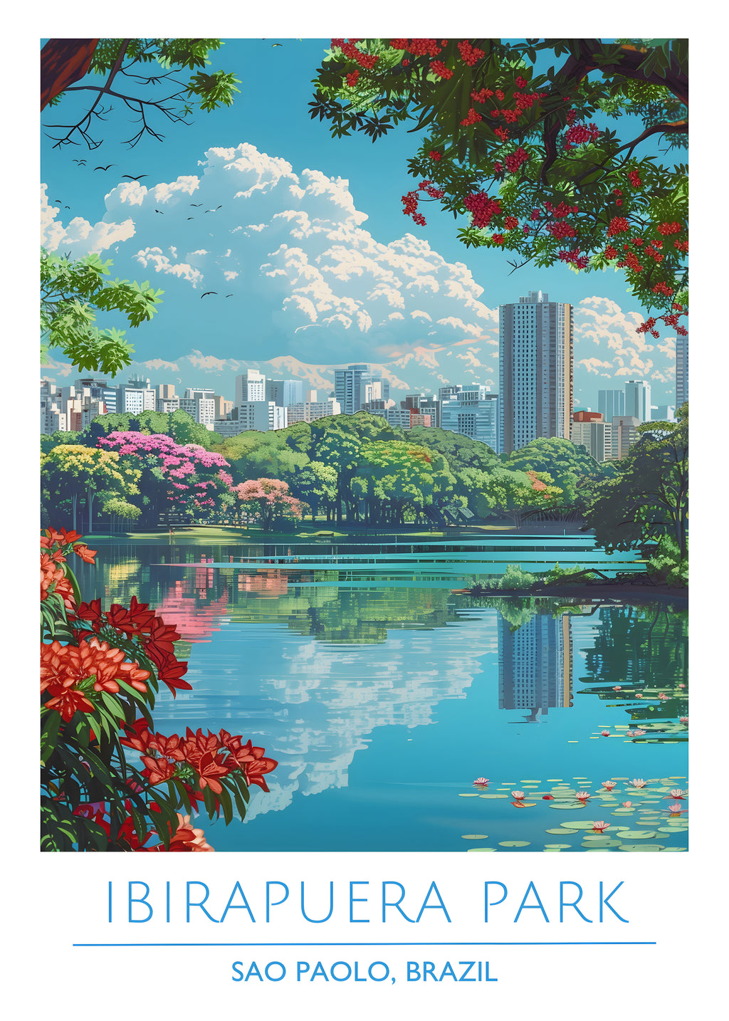 Brazil, Sao Paolo, Ibirauera Park Travel Poster