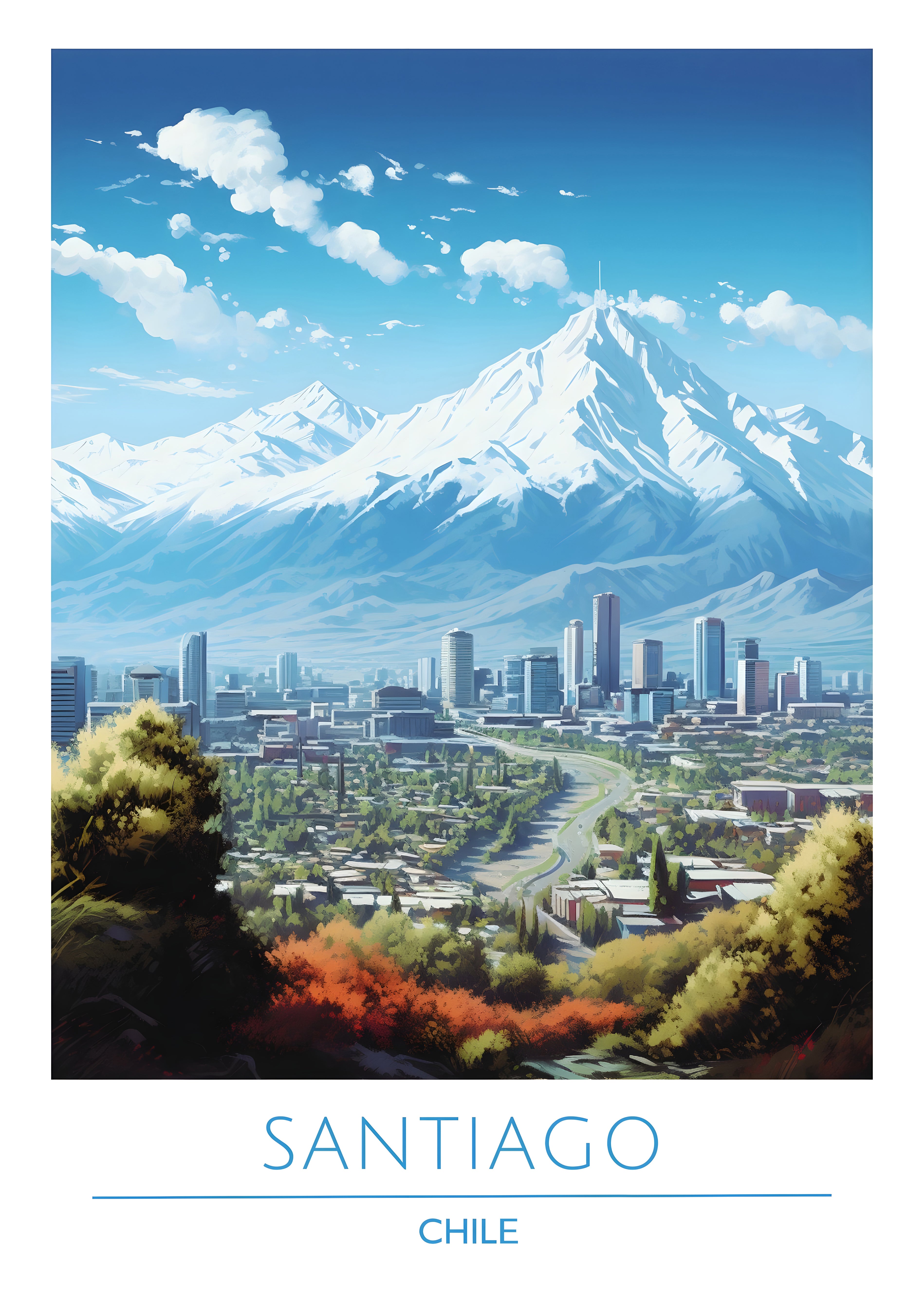Chile, Santiago, Travel Poster