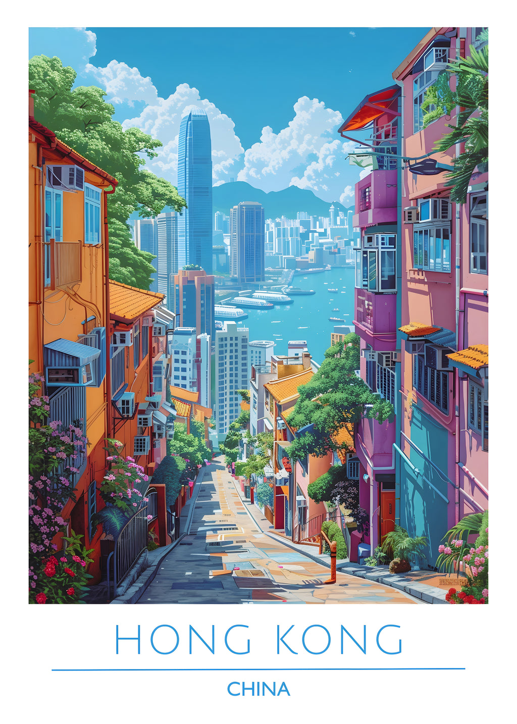 China, Hong Kong, Travel Poster