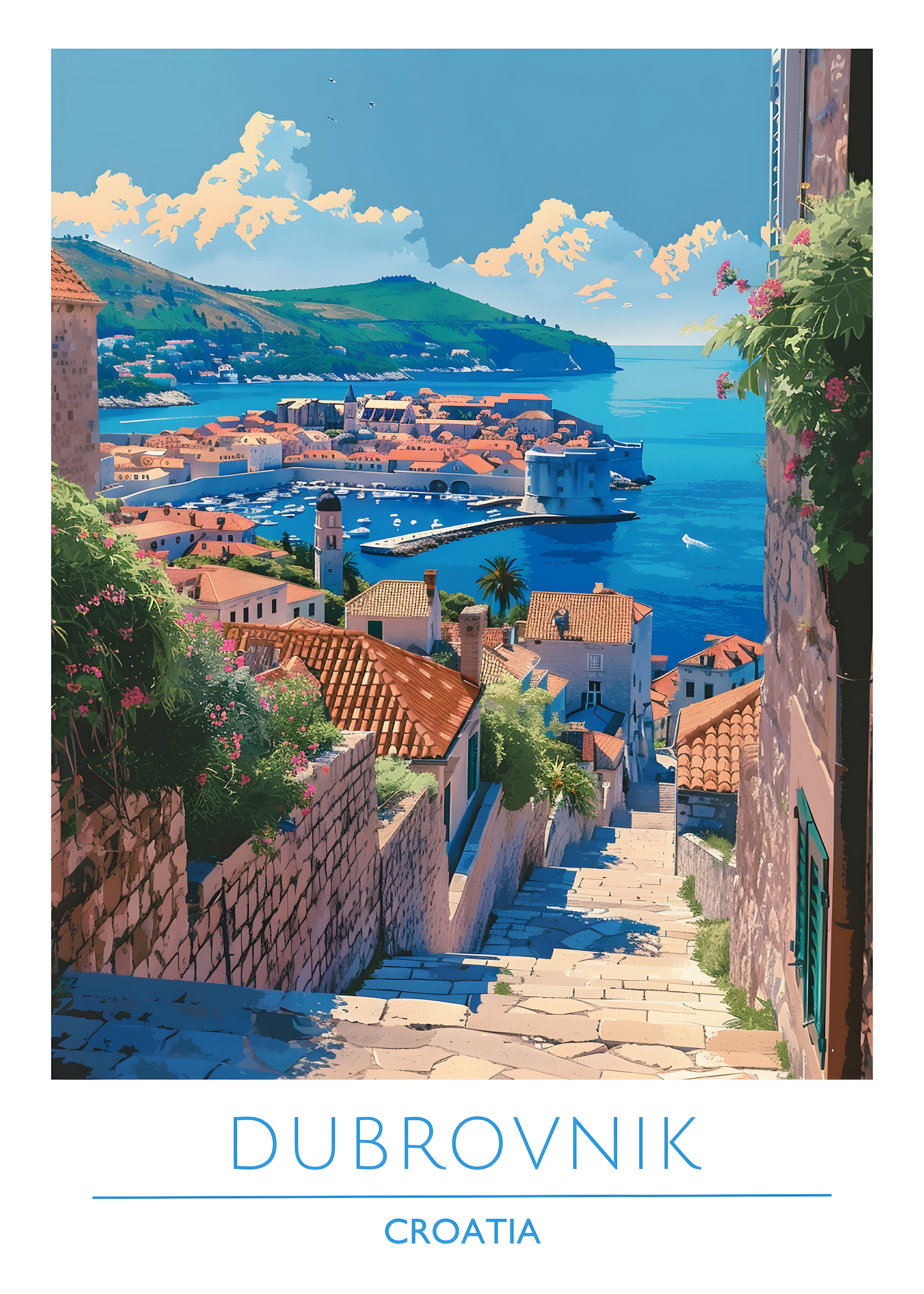 Croatia, Dubrovnik 2, Travel Poster