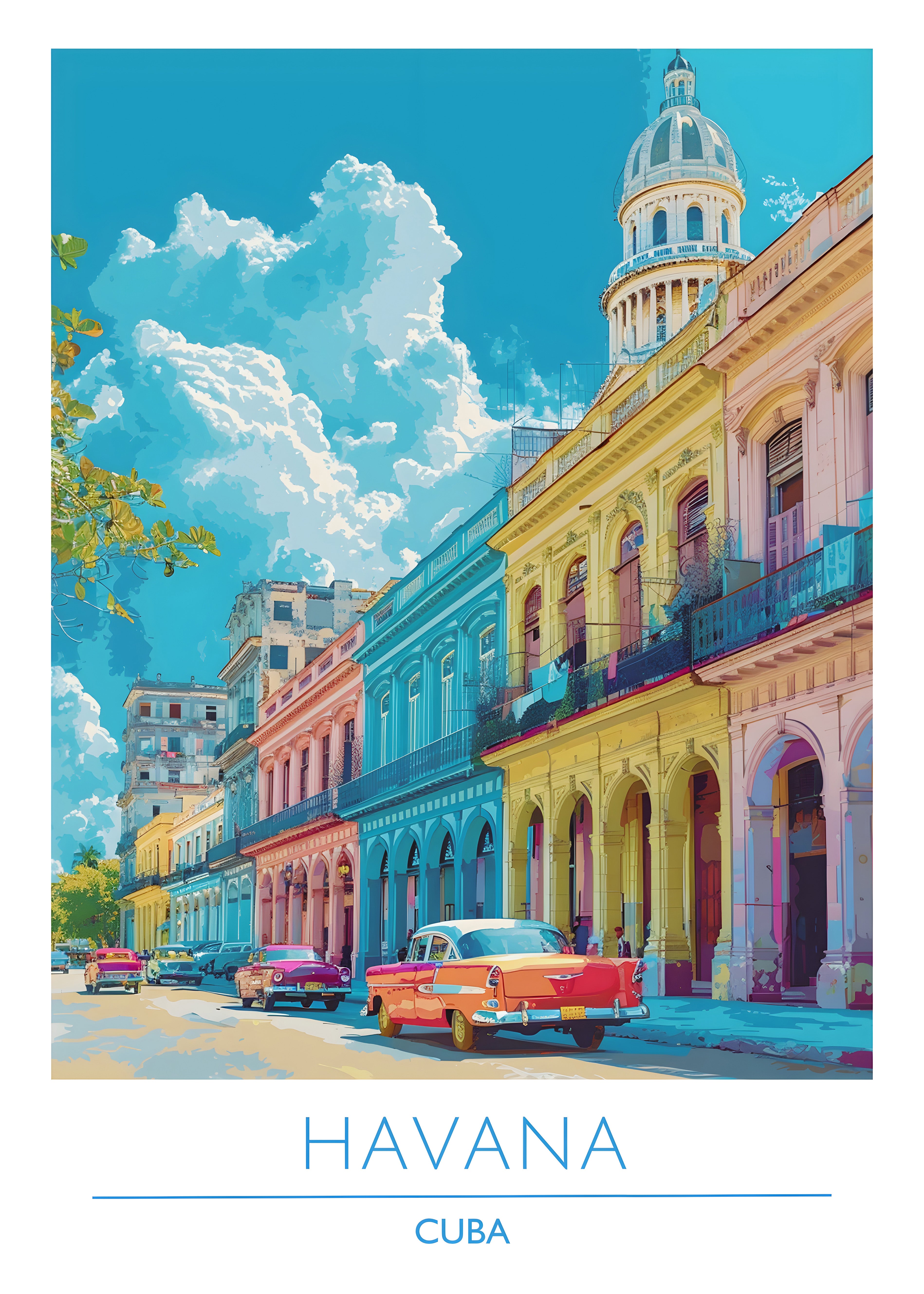 Cuba, Havana, Travel Poster
