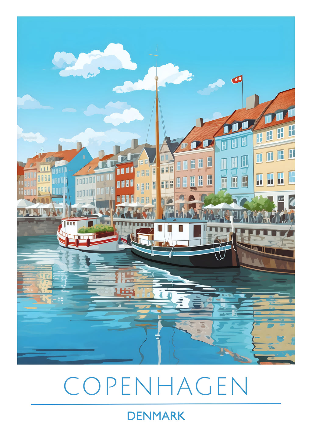 Demark, Copenhagen, Travel Poster