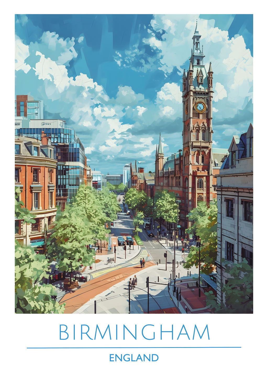 England, Birmingham, Travel Poster