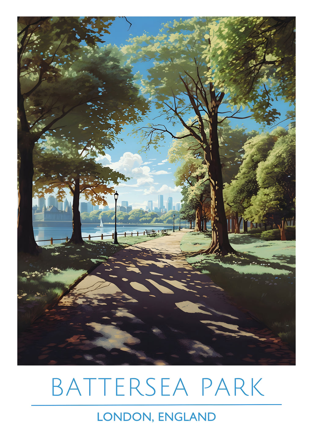England, London, Battersea Park, Travel Poster