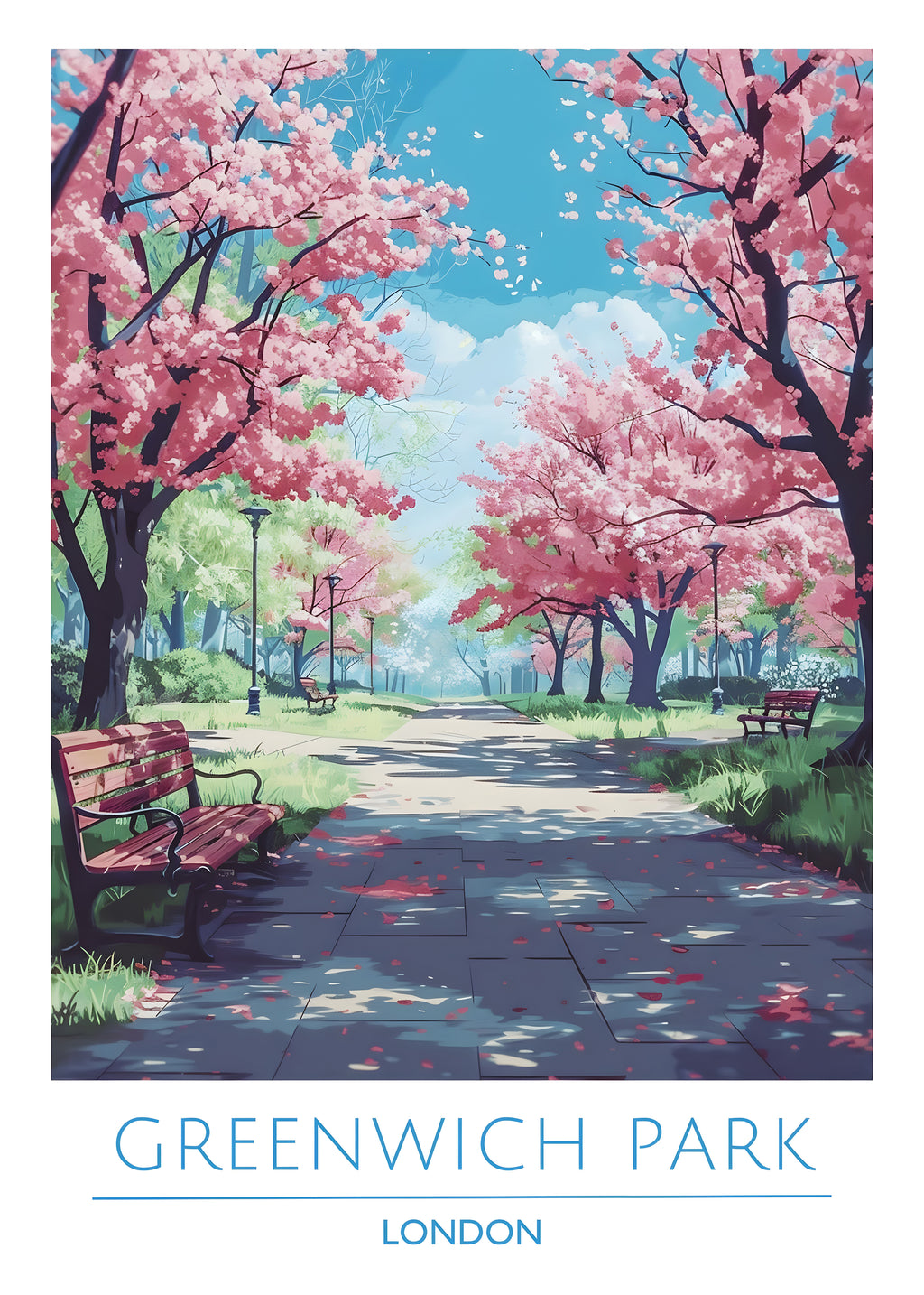 England, London, Greenwich Park, Travel Poster