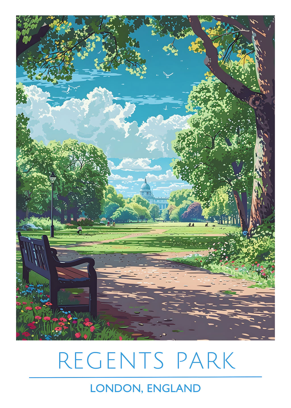 England, London, Regents Park, Travel Poster
