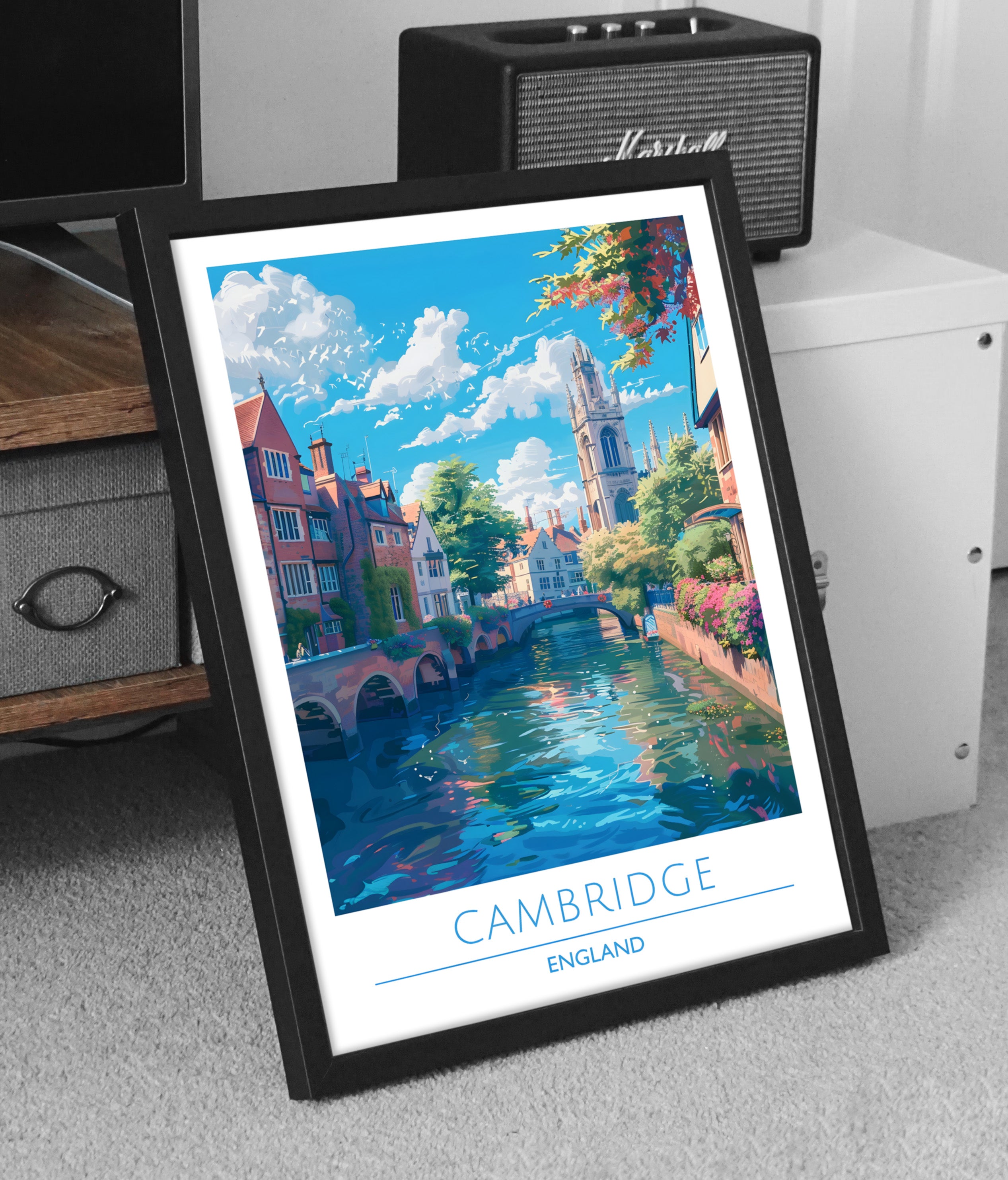 England, Cambridge, Travel Poster