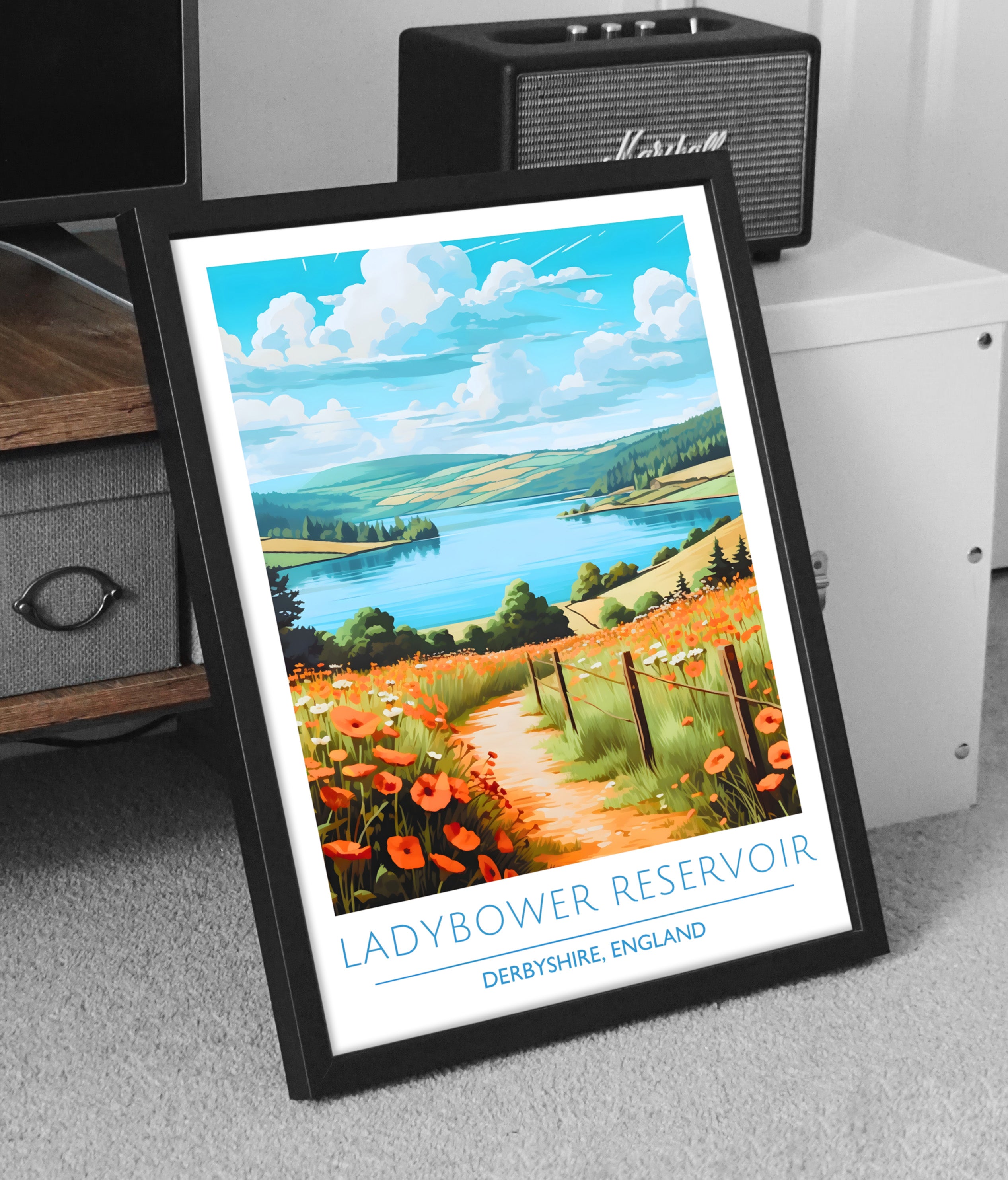 England, Derbyshire, Ladybower Reservoir, Travel Poster
