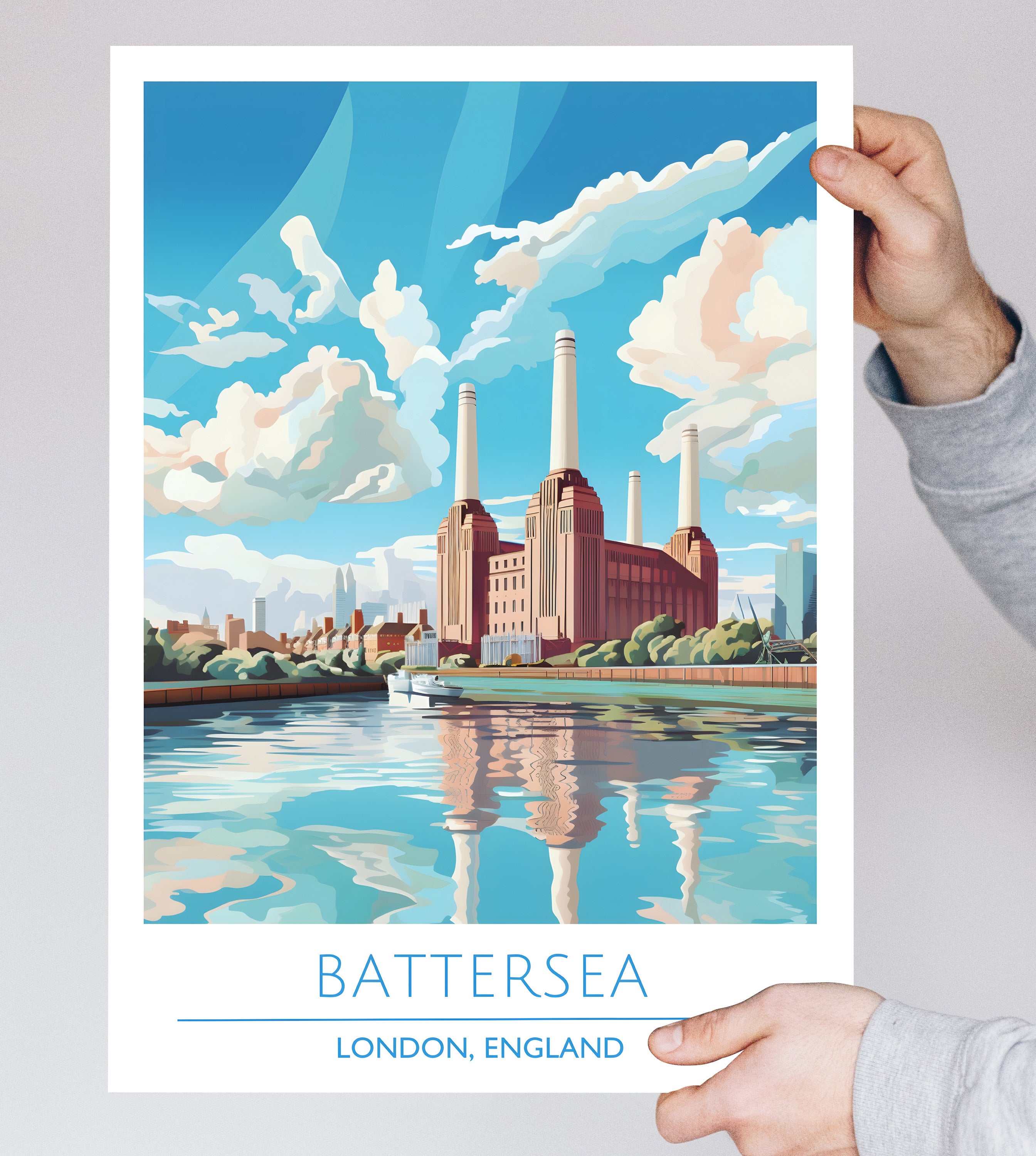 England, London, Battersea, Travel Poster