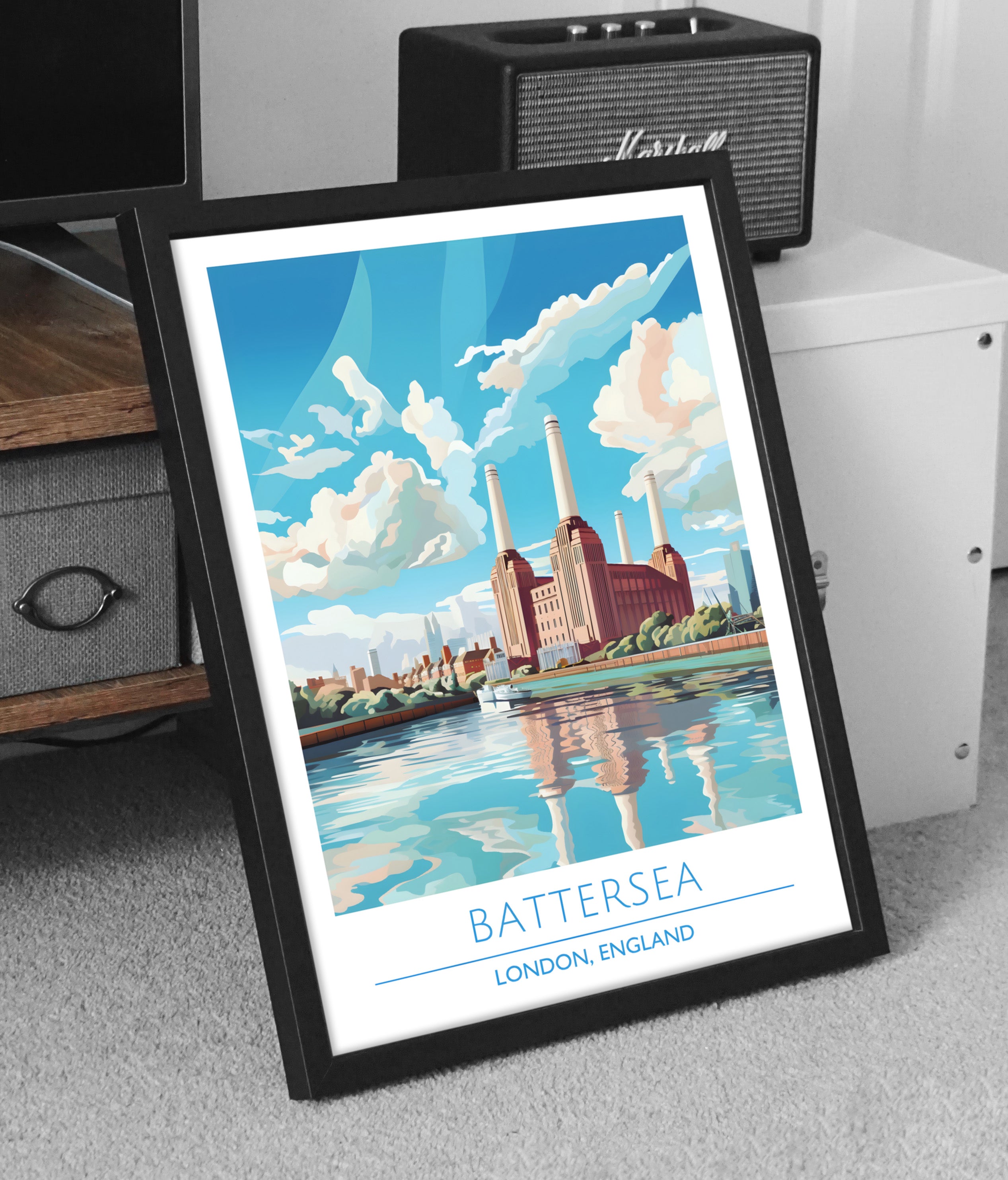 England, London, Battersea, Travel Poster