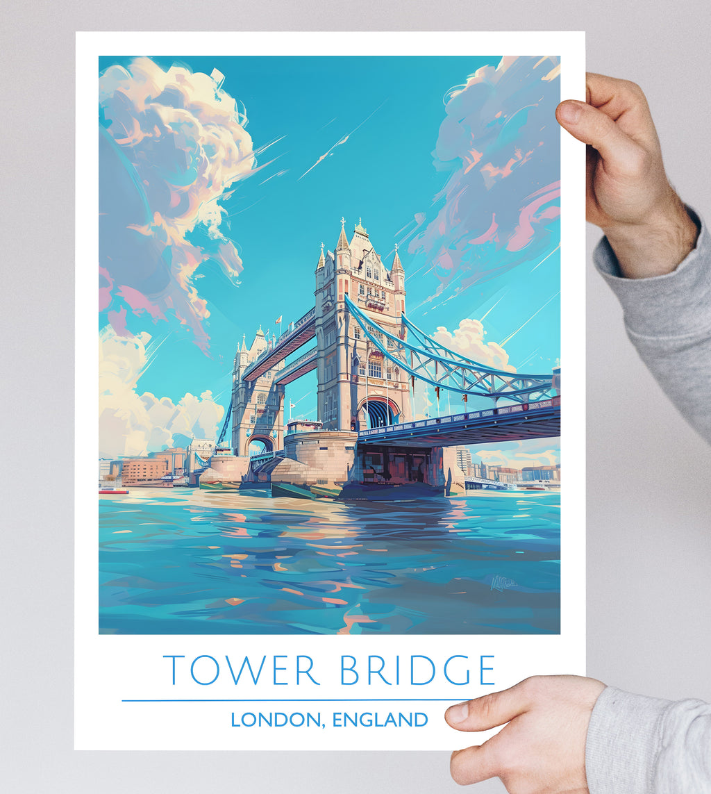 England, London, Tower Bridge, Travel Poster