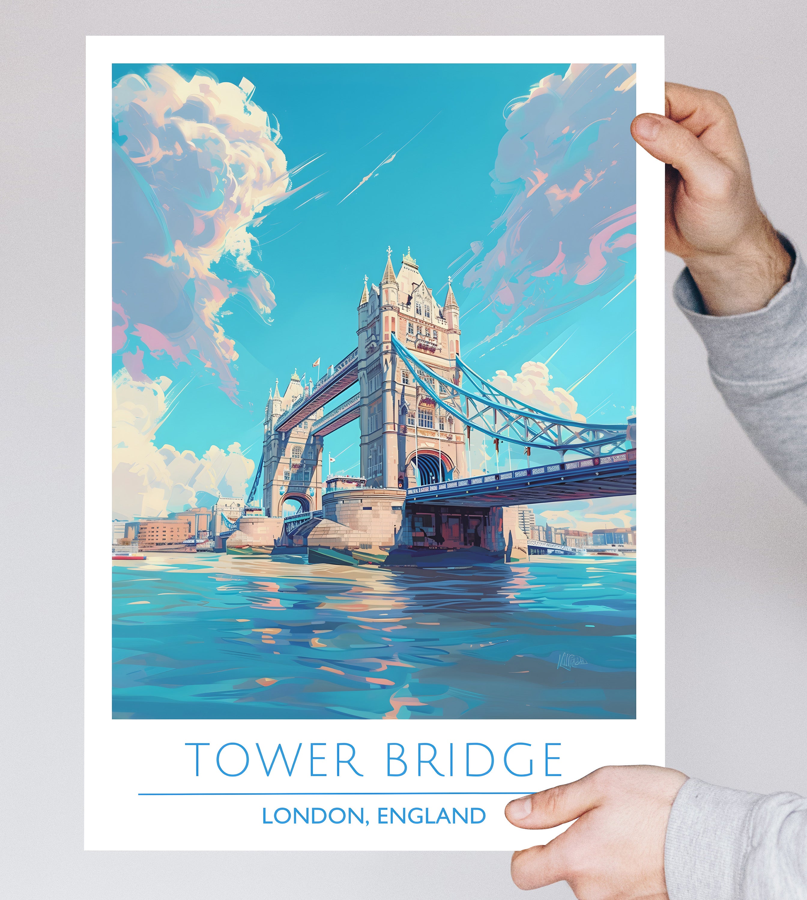 England, London, Tower Bridge, Travel Poster