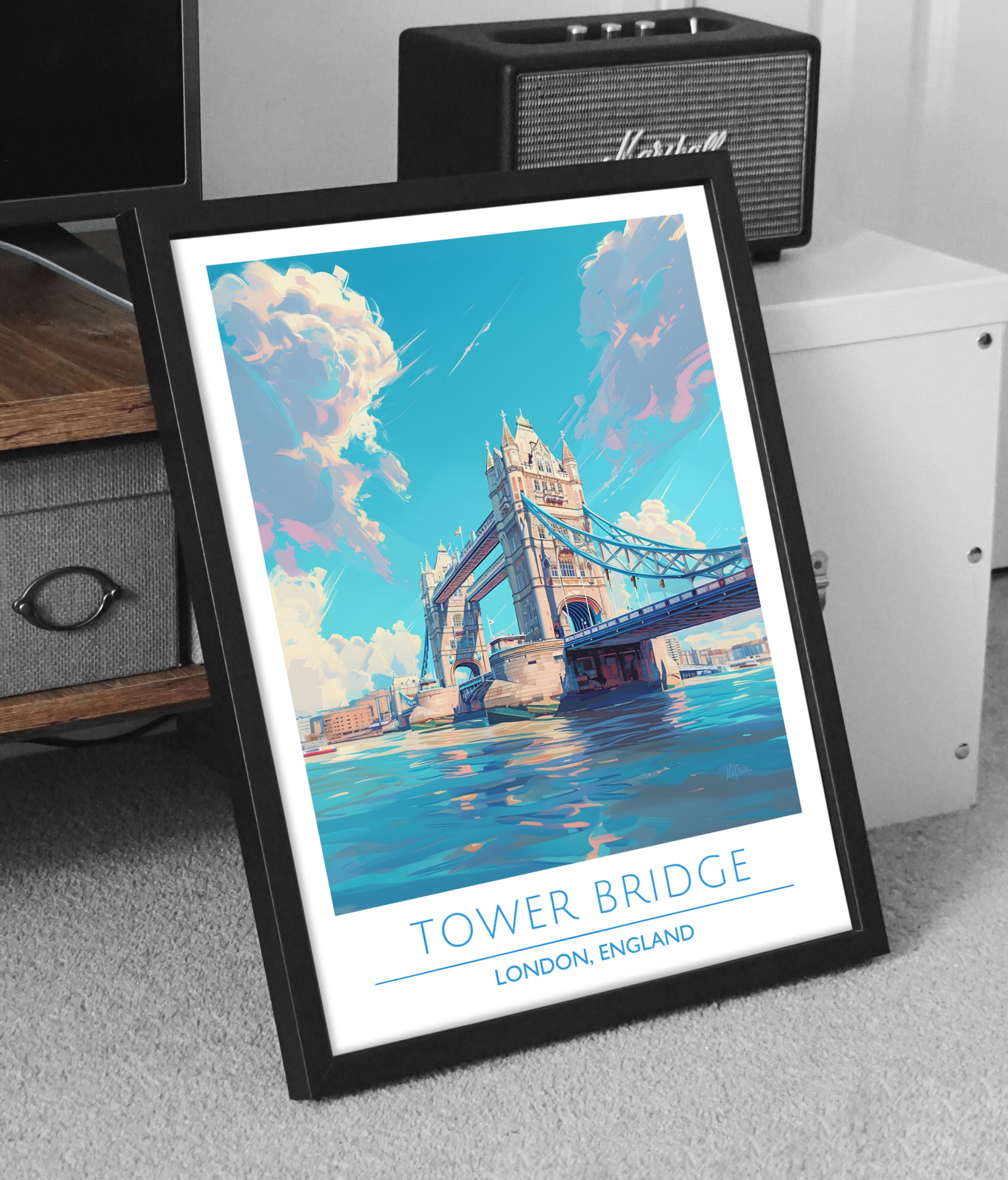 England, London, Tower Bridge, Travel Poster