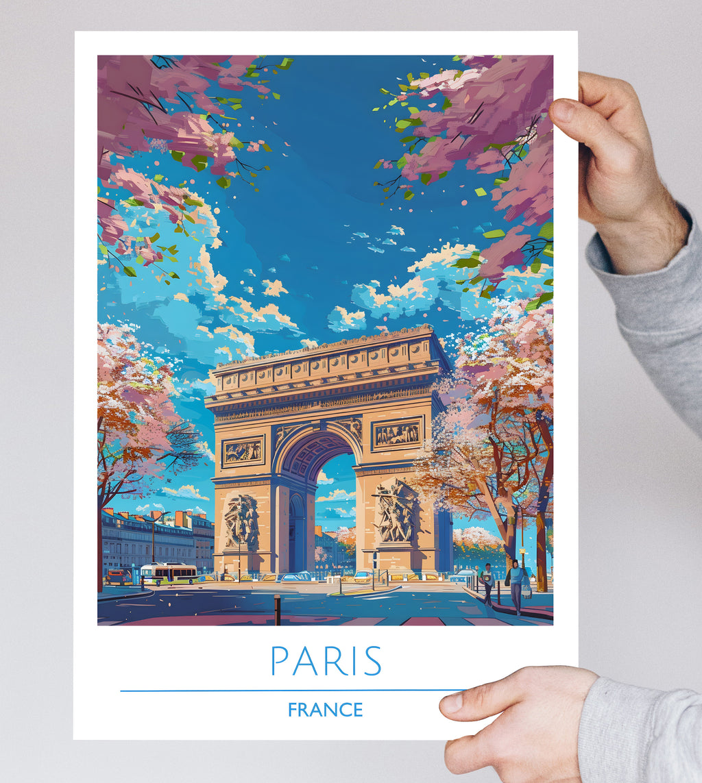 France, Paris, Arc de Triomphe, Travel Poster