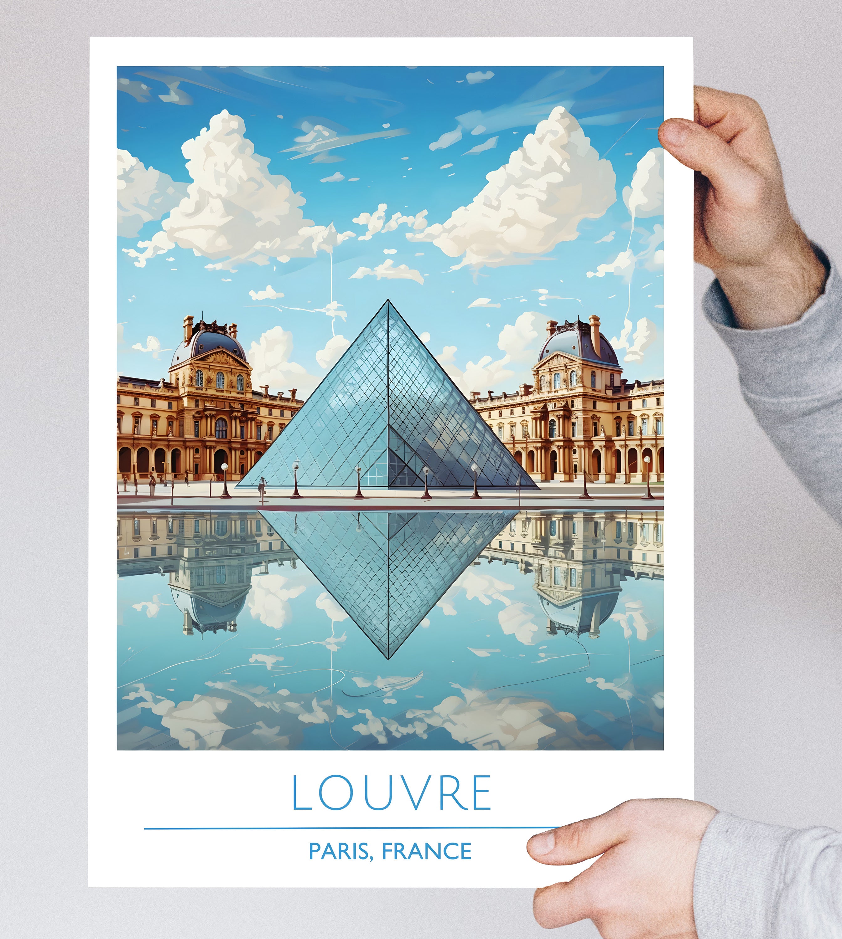 France, Paris, Louvre, Travel Poster