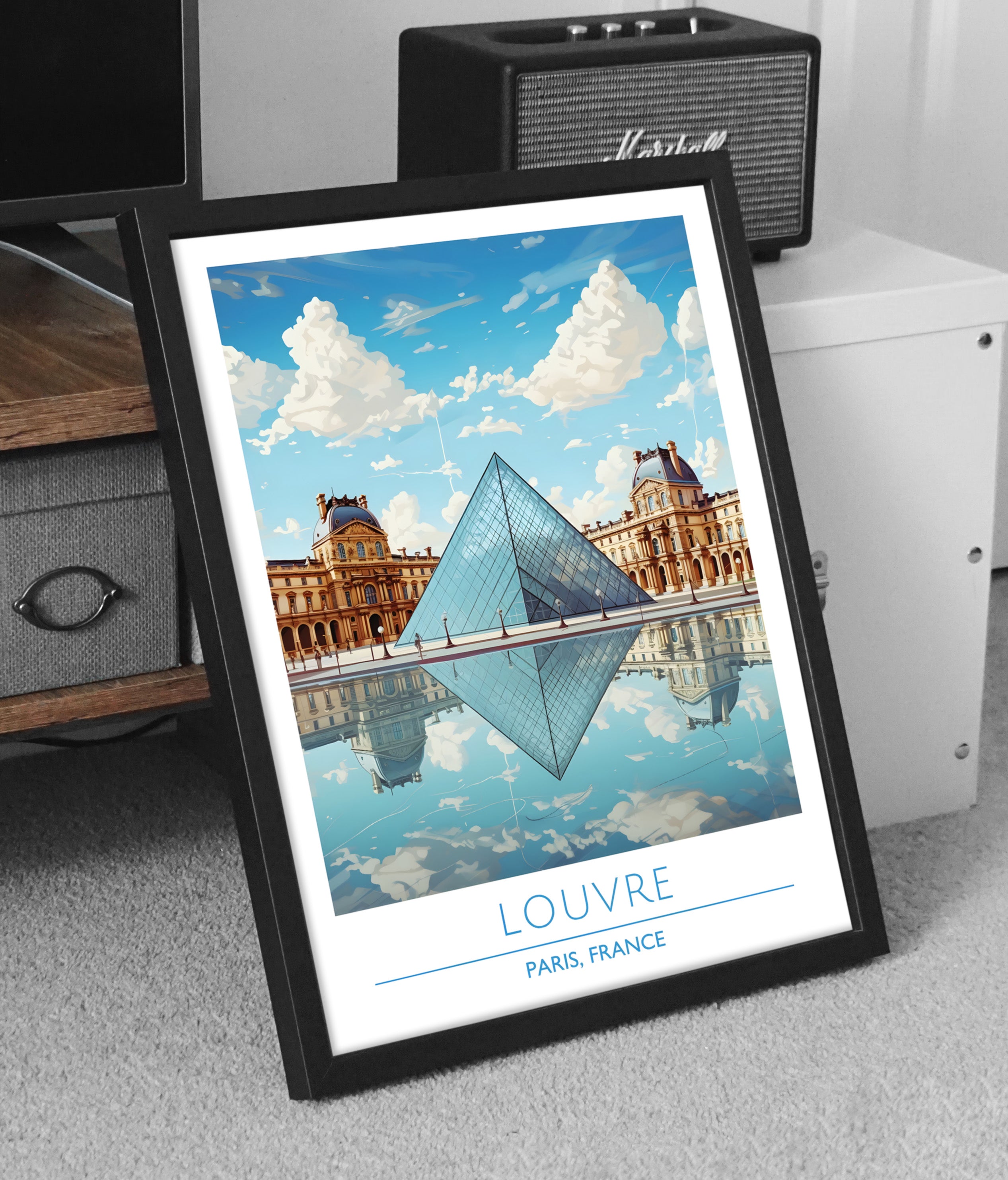 France, Paris, Louvre, Travel Poster