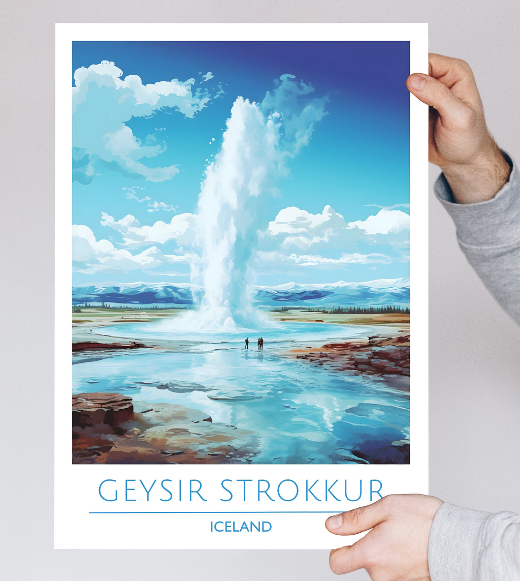 Iceland, Geyser Strokkur, Travel Poster