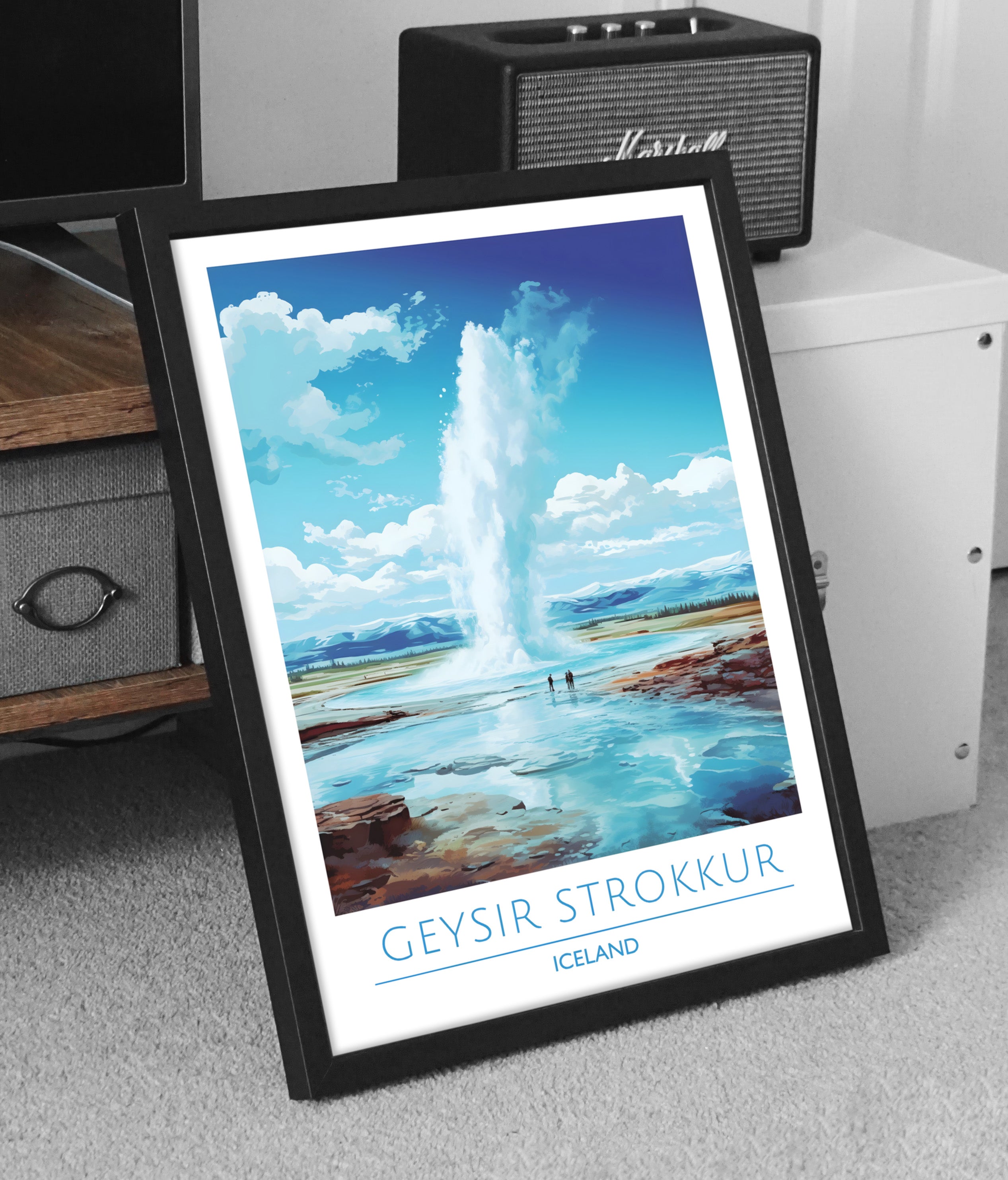 Iceland, Geyser Strokkur, Travel Poster
