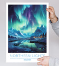 Iceland, Northern Lights, Travel Poster
