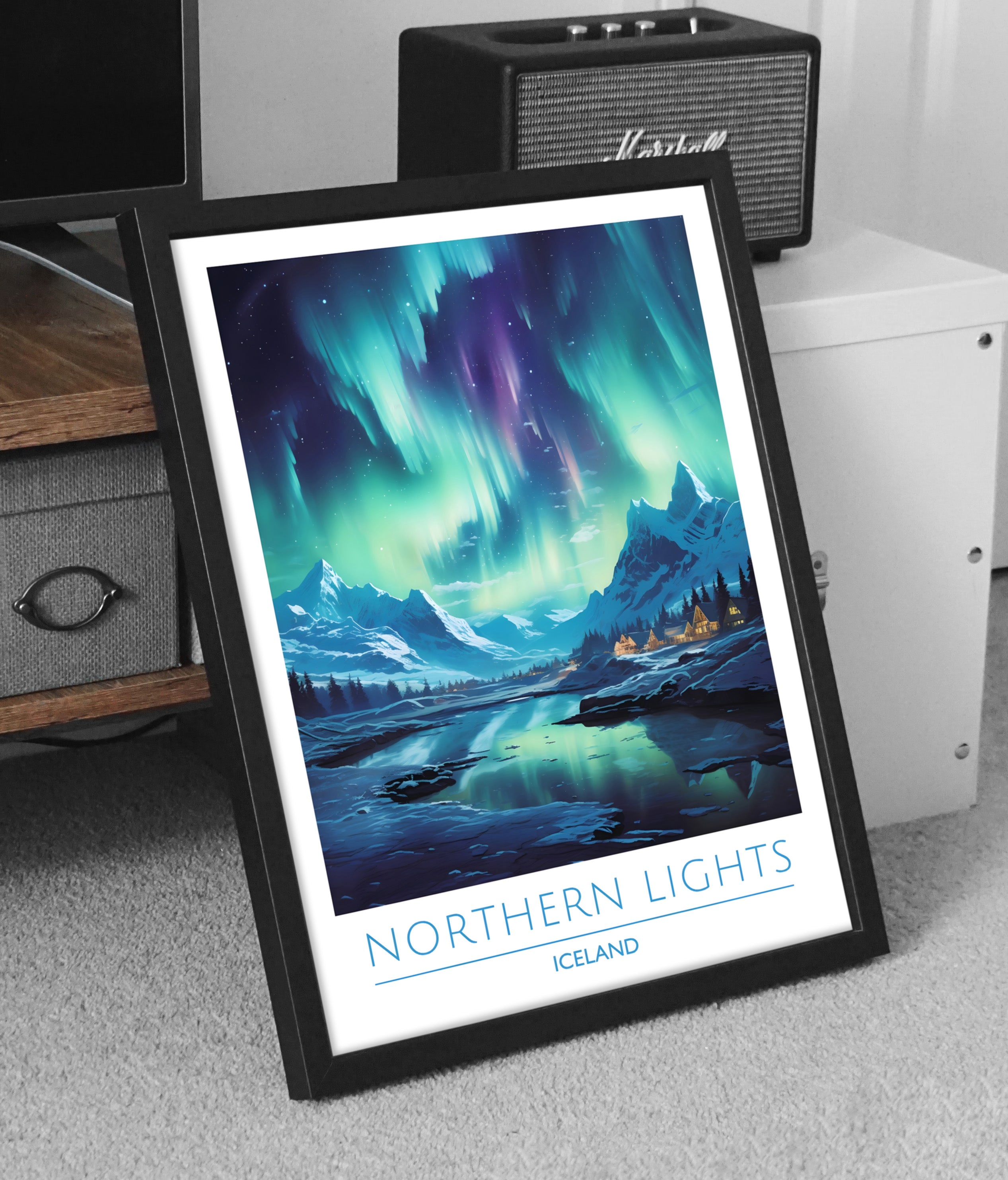 Iceland, Northern Lights, Travel Poster