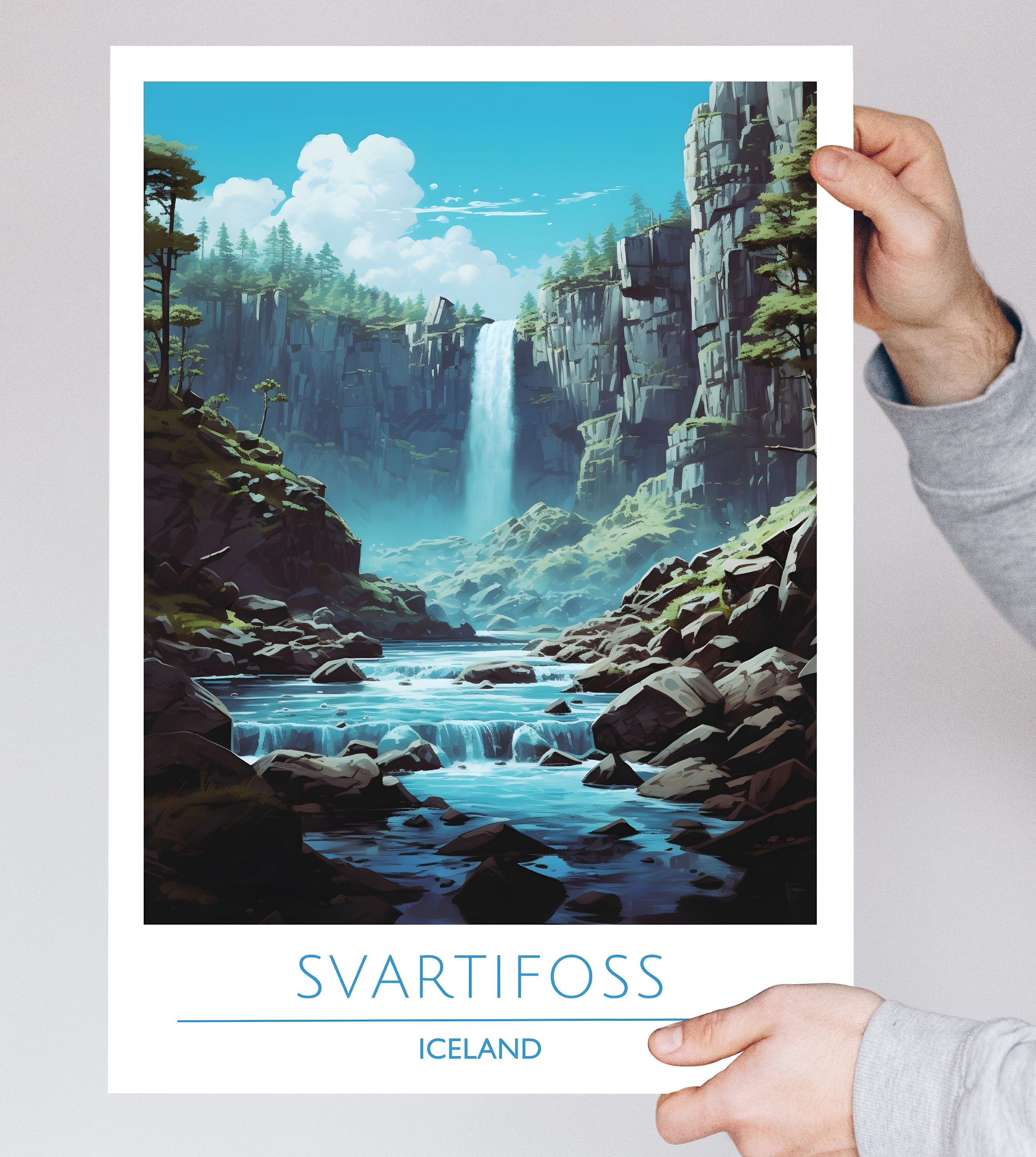 Iceland, Svartifoss, Travel Poster