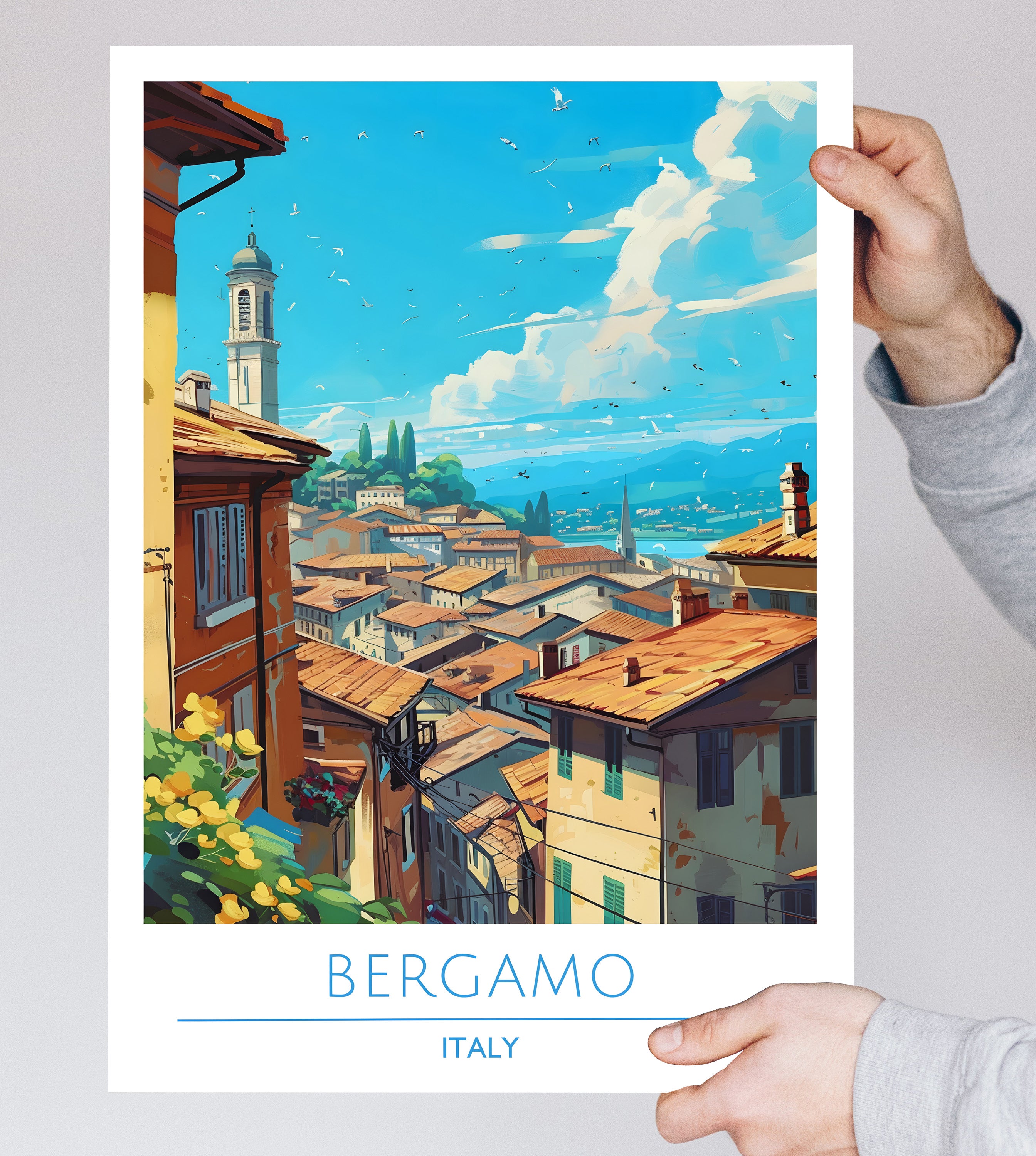 Italy, Bergomo, Travel Poster