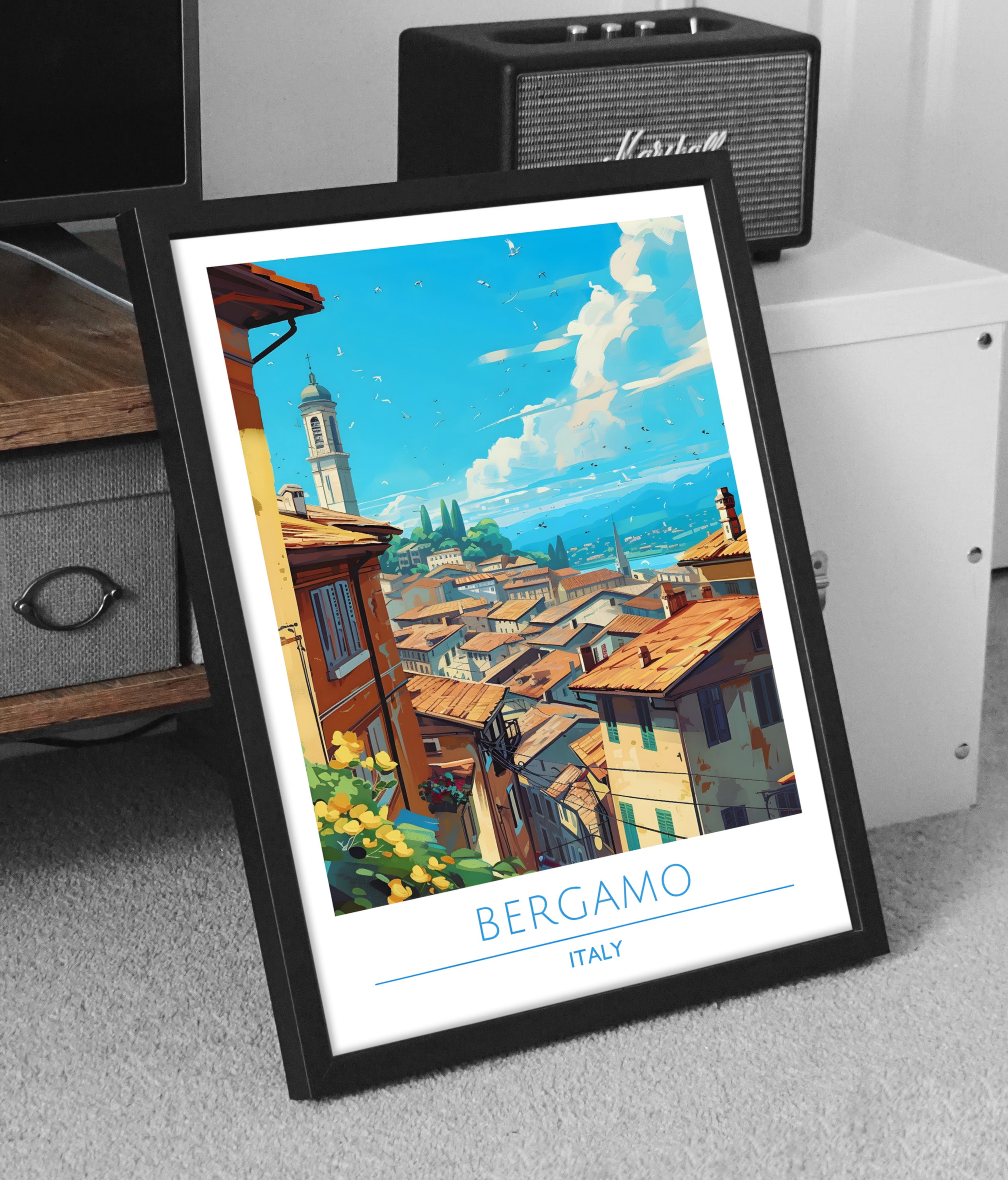 Italy, Bergomo, Travel Poster
