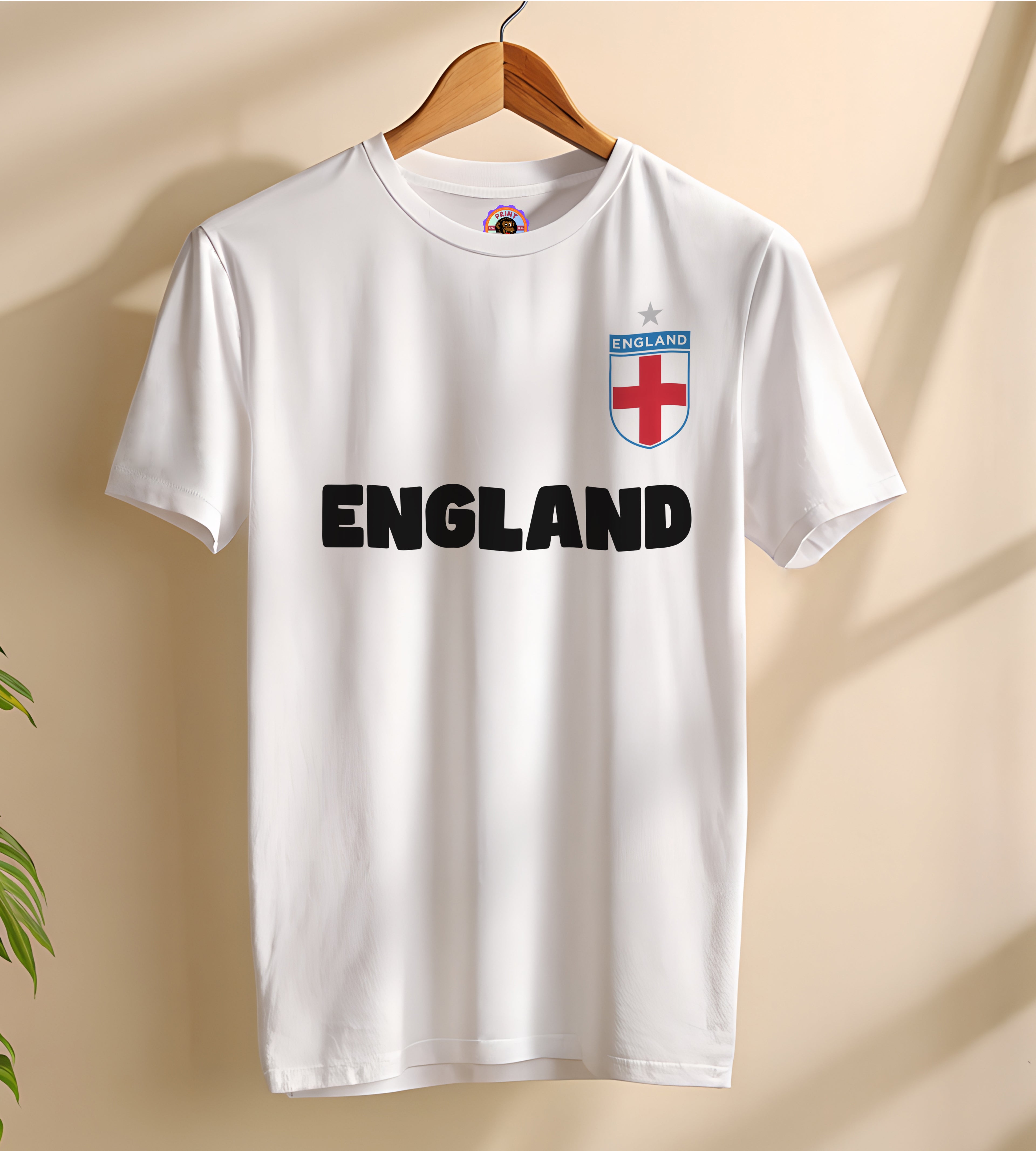 England Classic Cotton T-Shirt | Premium 100% Cotton Football Fan Tee | Black & White England Shirt | Unisex Casual Sportswear