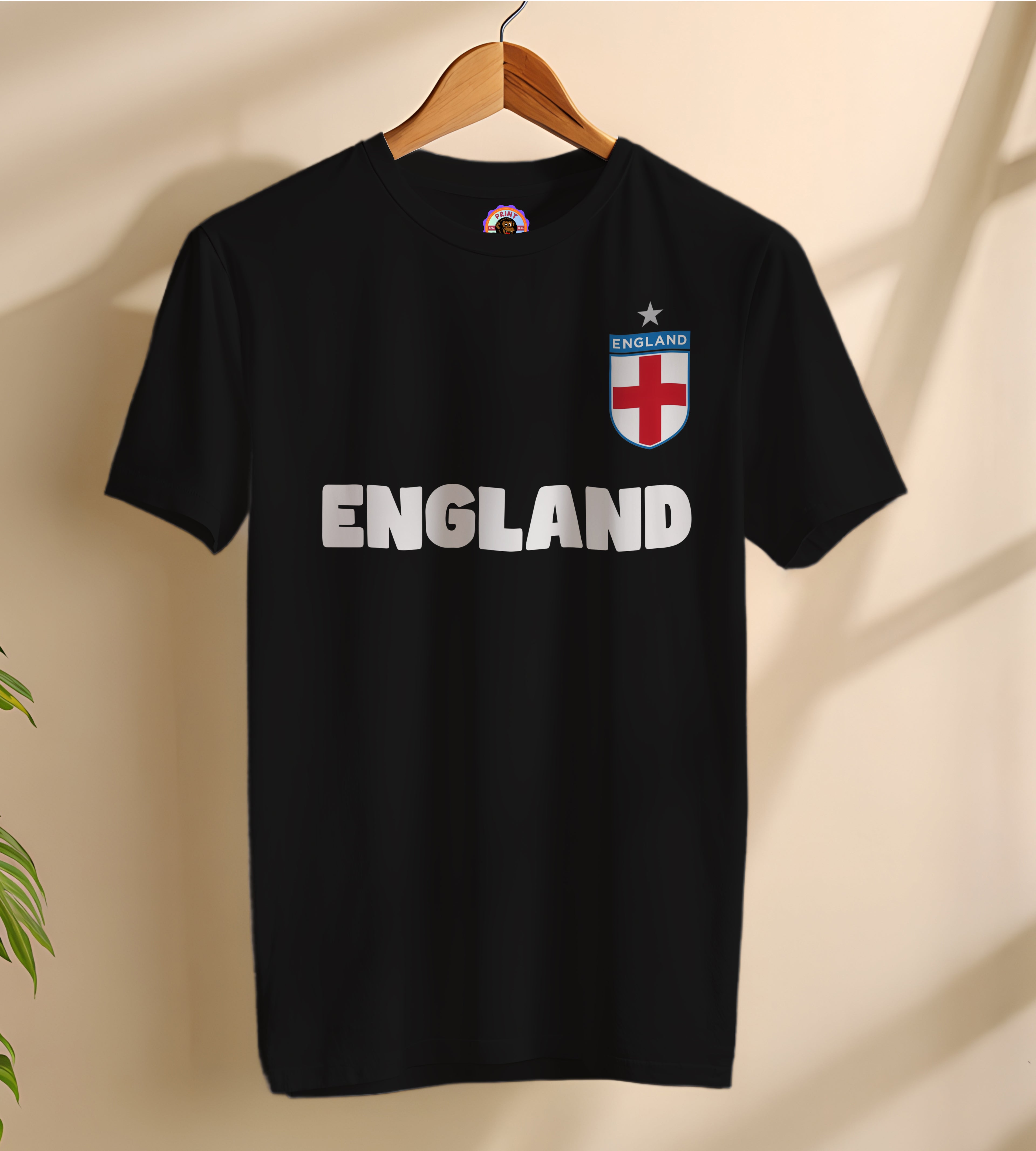 England Classic Cotton T-Shirt | Premium 100% Cotton Football Fan Tee | Black & White England Shirt | Unisex Casual Sportswear