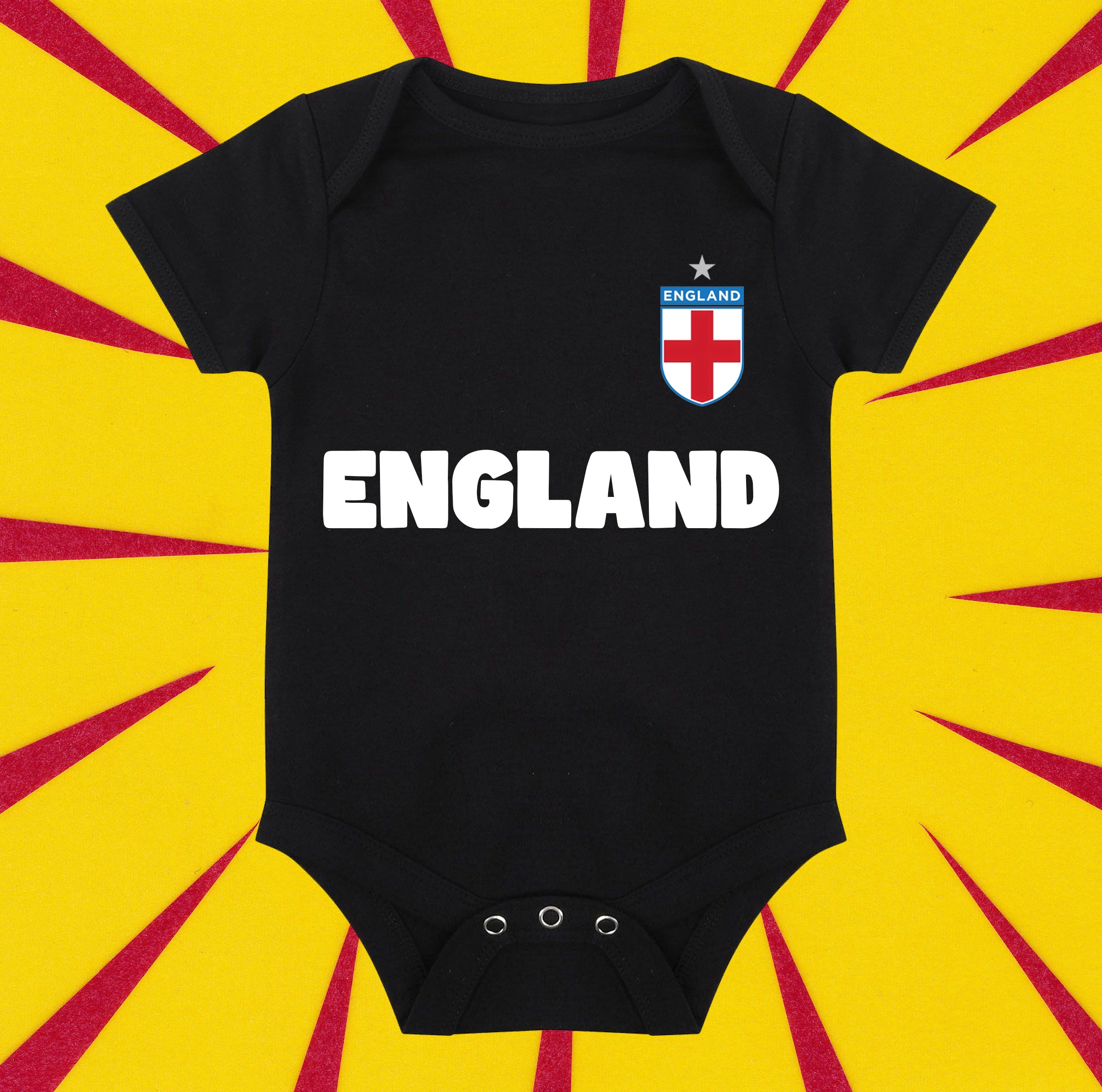 England Baby Bodysuit – 100% Cotton Short Sleeve Baby Grow – Soft & Comfortable England Football Fan Outfit – Premium Quality Infant One Piece
