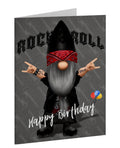 Rock & Roll Gnome Birthday Card A5 – Funny Rocker Gnome Birthday Card with White Envelope