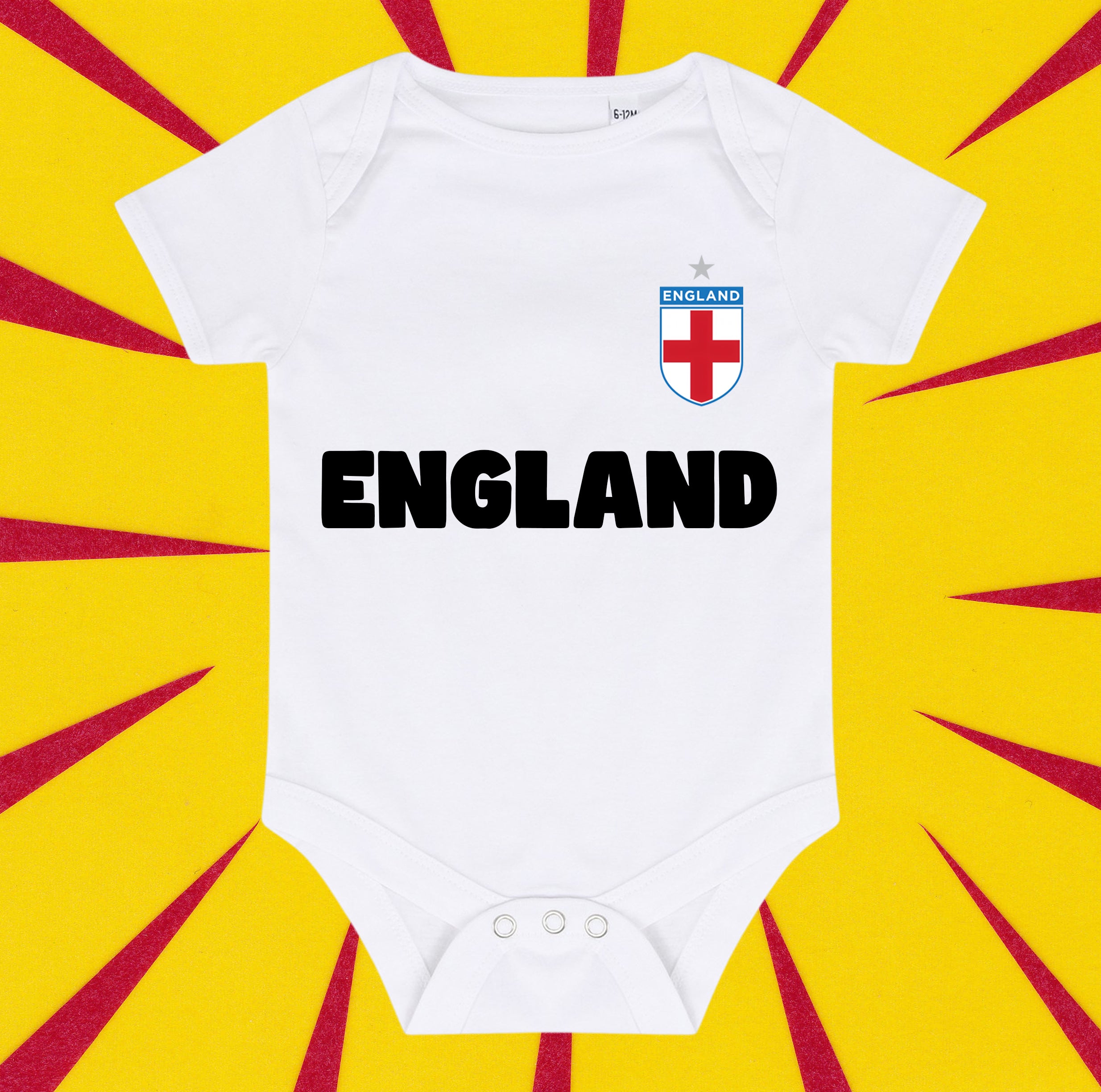England Baby Bodysuit – 100% Cotton Short Sleeve Baby Grow – Soft & Comfortable England Football Fan Outfit – Premium Quality Infant One Piece